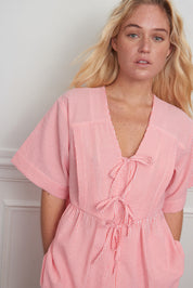 BLOUSE LIENS SEERSUCKER CORAIL