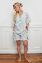 BLOUSE LIENS BLEU CIEL