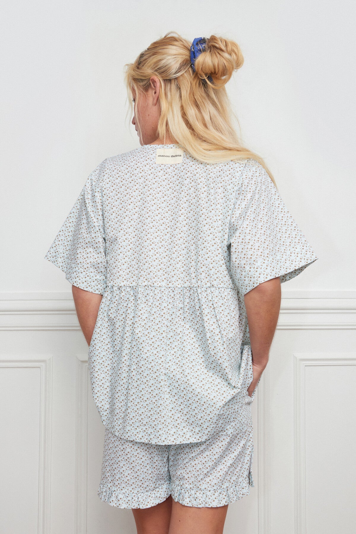 BLOUSE LIENS BLEU CIEL