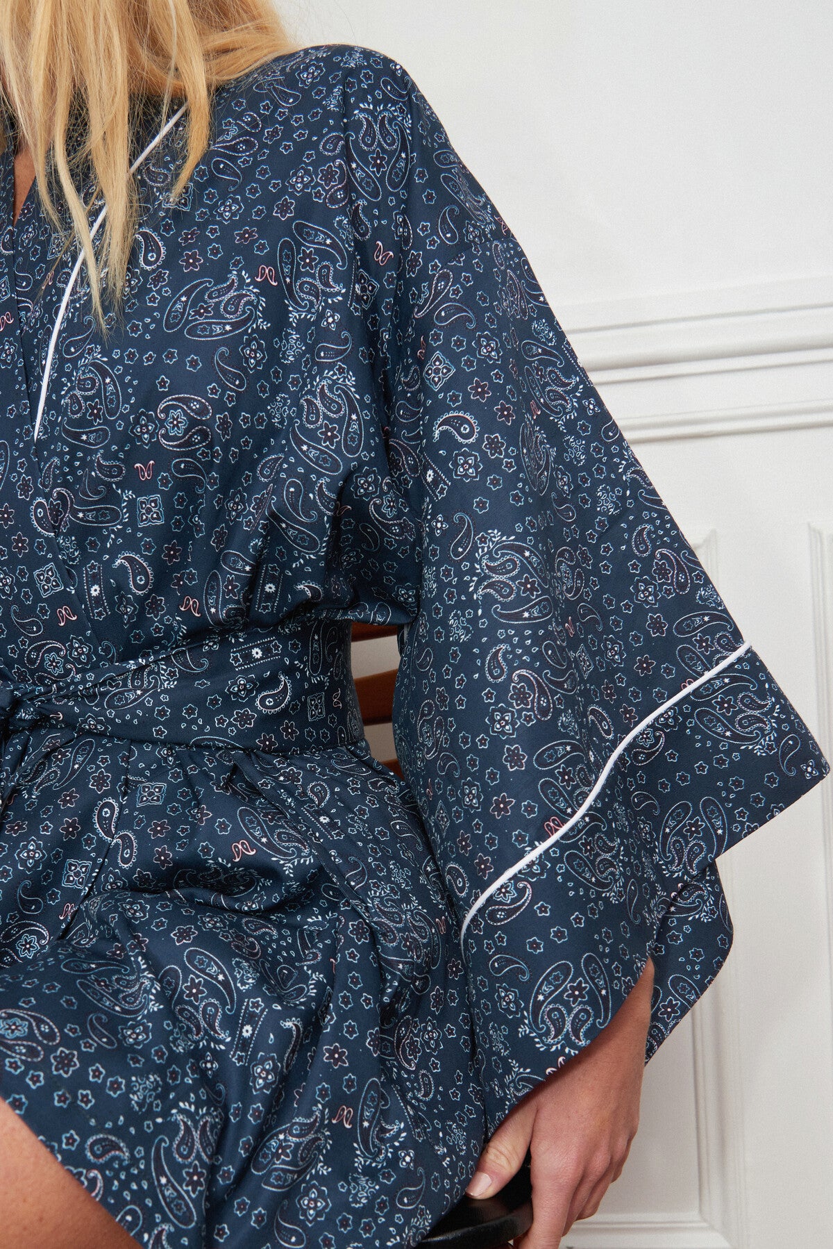 KIMONO COURT CACHEMIRE BLEU NUIT