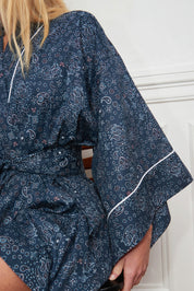 KIMONO COURT CACHEMIRE BLEU NUIT