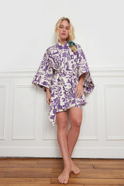 KIMONO COURT ÉCRU & VIOLET