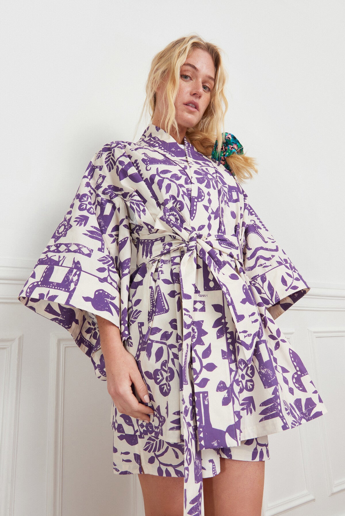 KIMONO COURT ÉCRU & VIOLET