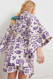 KIMONO COURT ÉCRU & VIOLET