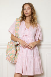 ROBE COURTE À FLEURS TERRACOTA