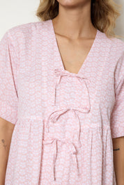 ROBE COURTE À FLEURS TERRACOTA
