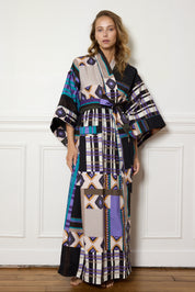 KIMONO LONG TARTAN VIOLET