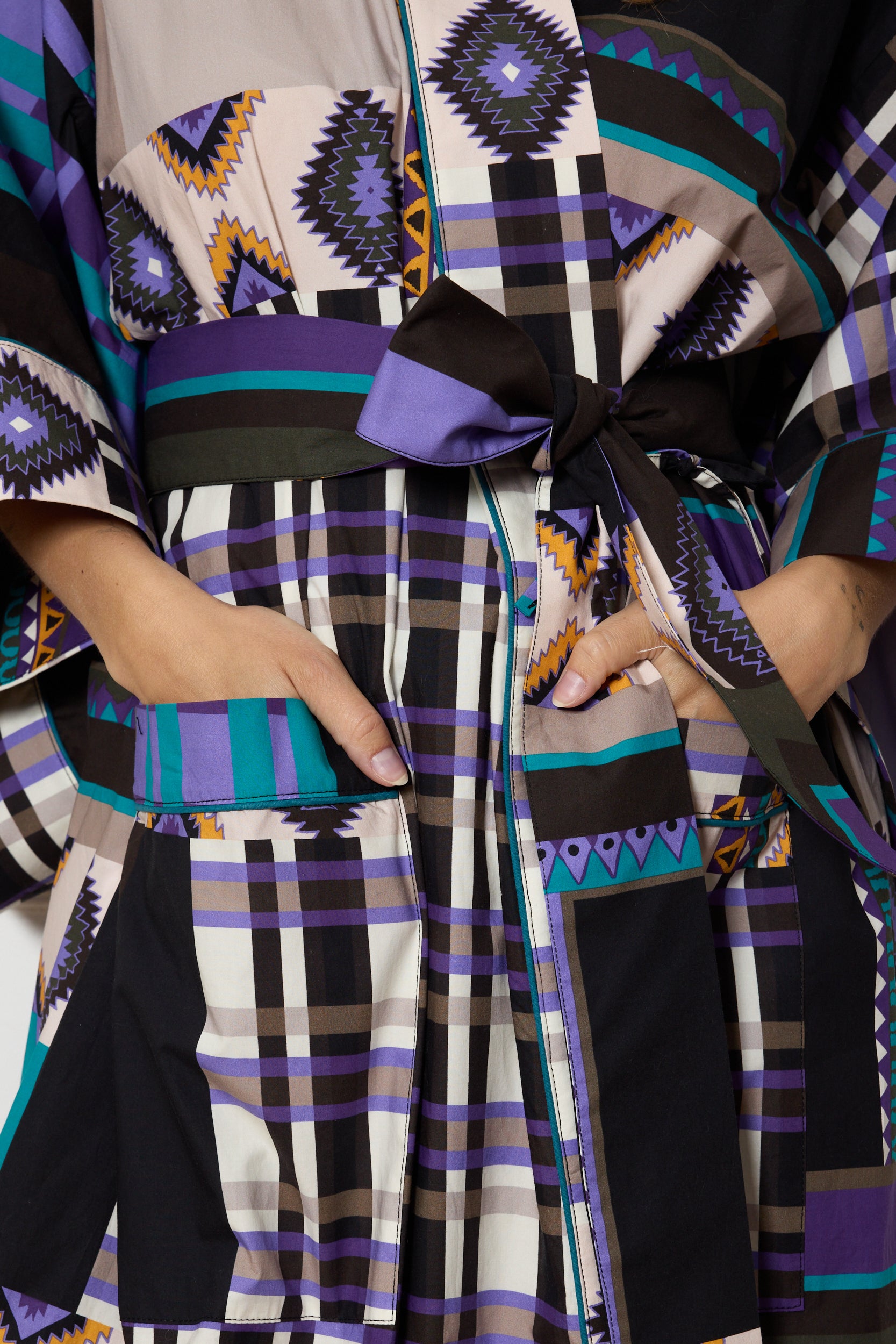KIMONO LONG TARTAN VIOLET