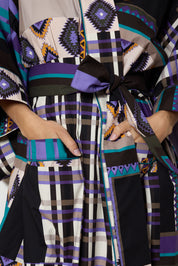 KIMONO LONG TARTAN VIOLET