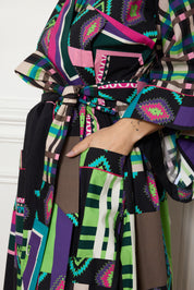 KIMONO LONG TARTAN FUSHIA