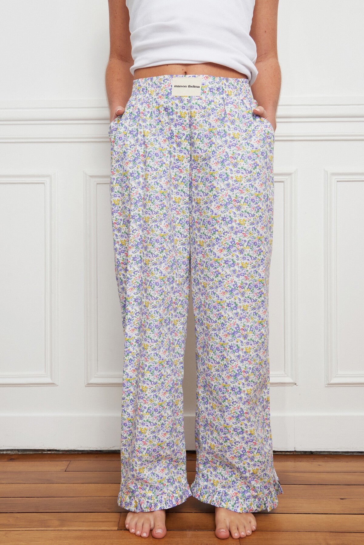 PANTALON À VOLANTS LIBERTY LILAS