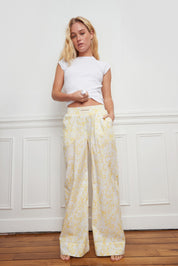 PANTALON PALAZZO JAUNE & BLANC