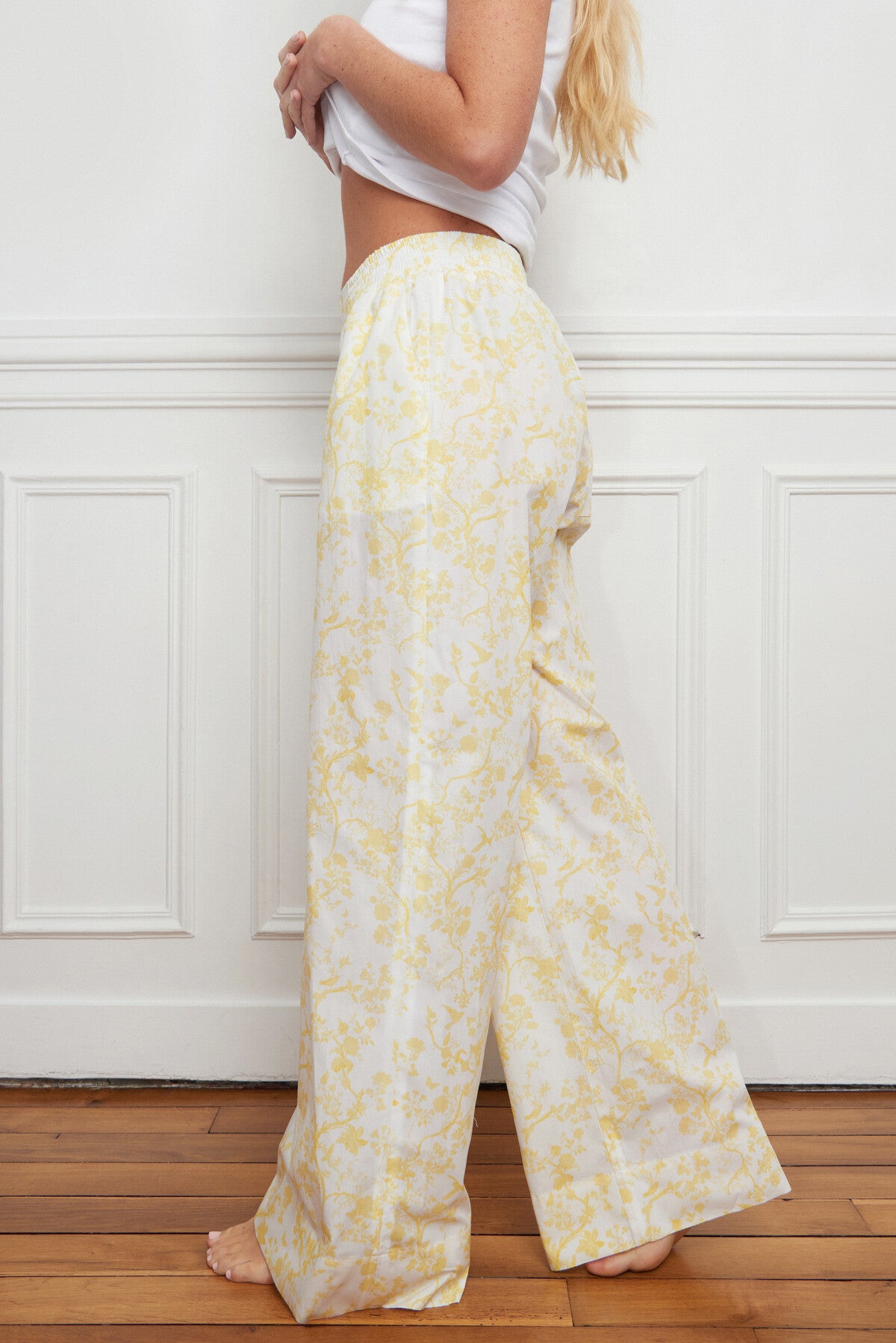 PANTALON PALAZZO JAUNE & BLANC