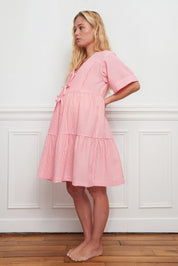 ROBE COURTE SEERSUCKER CORAIL