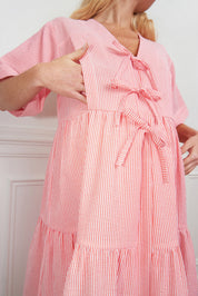 ROBE COURTE SEERSUCKER CORAIL